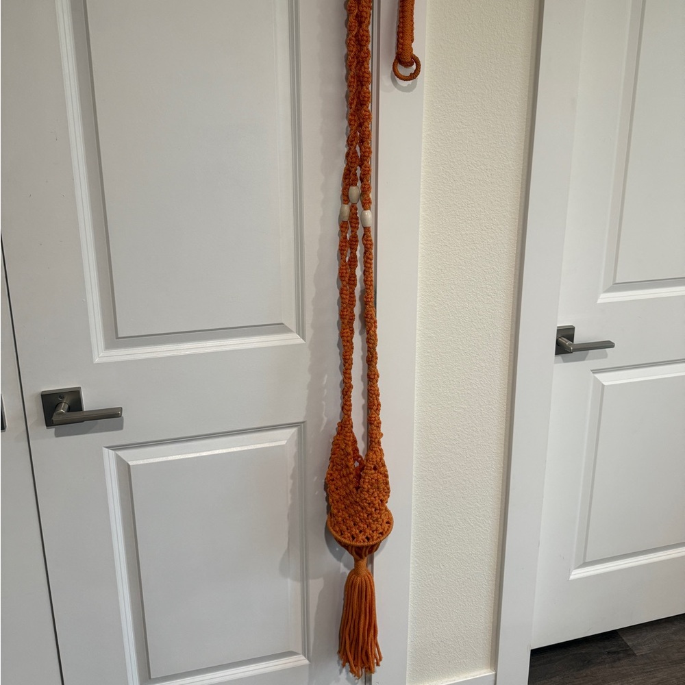 Vintage 1970’s Orange Decorative Macrame Hanging Plant Holder